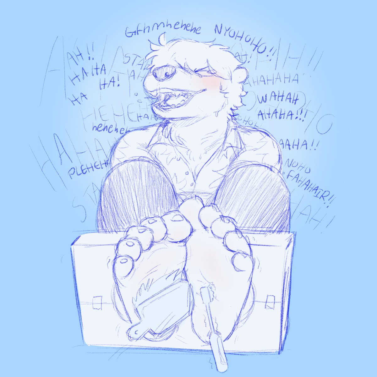 supbearoski's tweet photo. haven’t drawn Teddy getting tickles in forever so here’s this sketch of the poor blushy burr 💙🪶 https://t.co/7P4IY1Tsat
