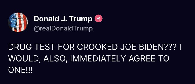 iBidBottoms's tweet photo. LISTEN UP FOLKS!

WE ALL KNOW SLEEPY JOE BIDEN CANNOT DEBATE ME UNLESS HE TAKES THE MOST POWERFUL DRUGS COCKTAIL EVER CONCOCTED!

WE NEED TO TEST HIM BEFORE AND AFTER THE DEBATE! THE DEMOCRATS WILL USE EVERY DIRTY TRICK TO TRY TO GAIN AN ADVANTAGE BUT WHO CAN BLAME THEM? THEY KNOW I GENETICALLY PREDISPOSED TO WINNING!

LOSERS!

#trump2024 #bidenisdiaperking