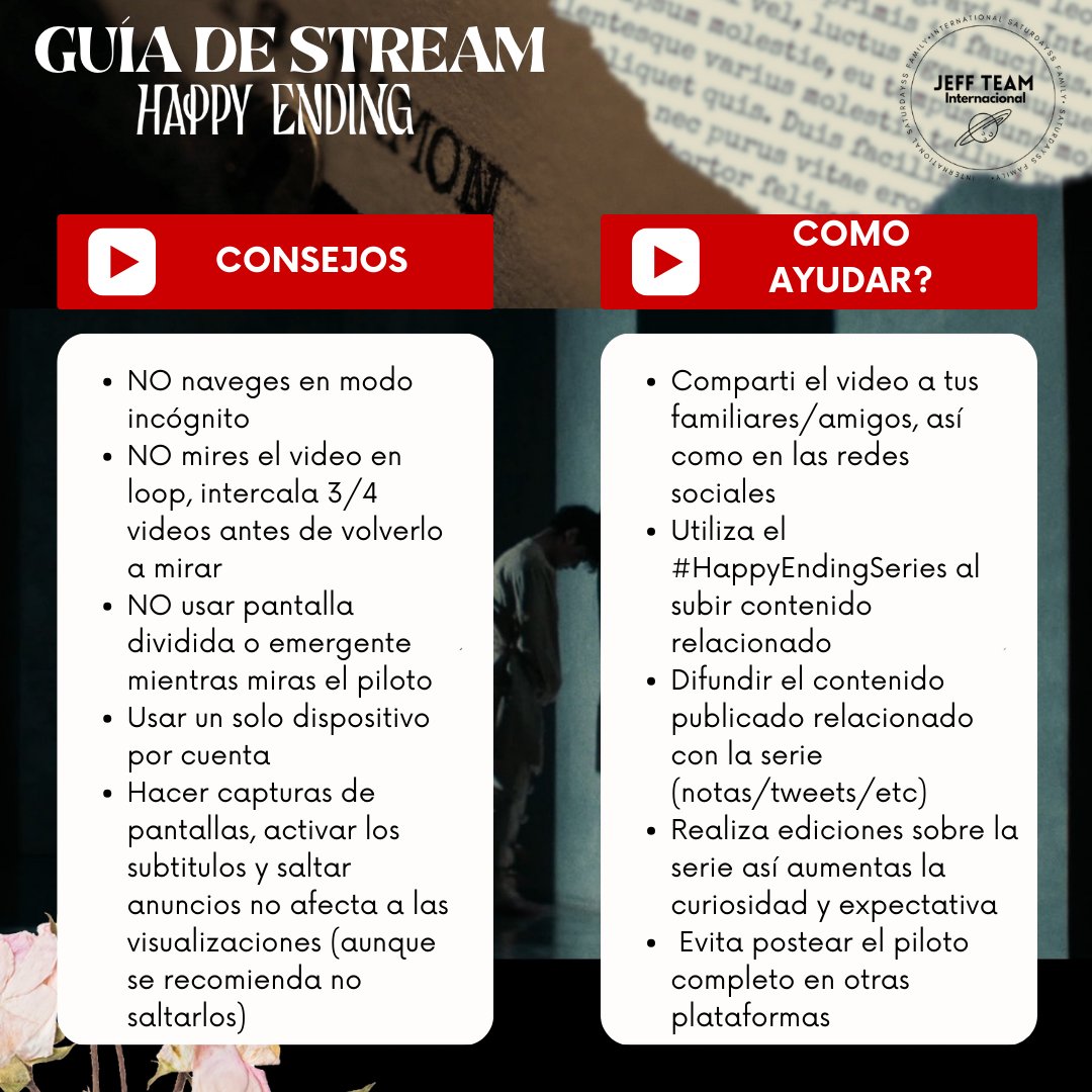 ¿Has visto el piloto de #HappyEndingSeries hoy?   ¡¡Estamos muy cerca del millón de visitas!!

  Por eso aquí te dejamos una GUÍA de CÓMO AUMENTAR visualizaciones CORRECTAMENTE, sigamos sumando y demostrando el interés por la serie ❤️‍🔥

#JeffSatur #Saturdayss