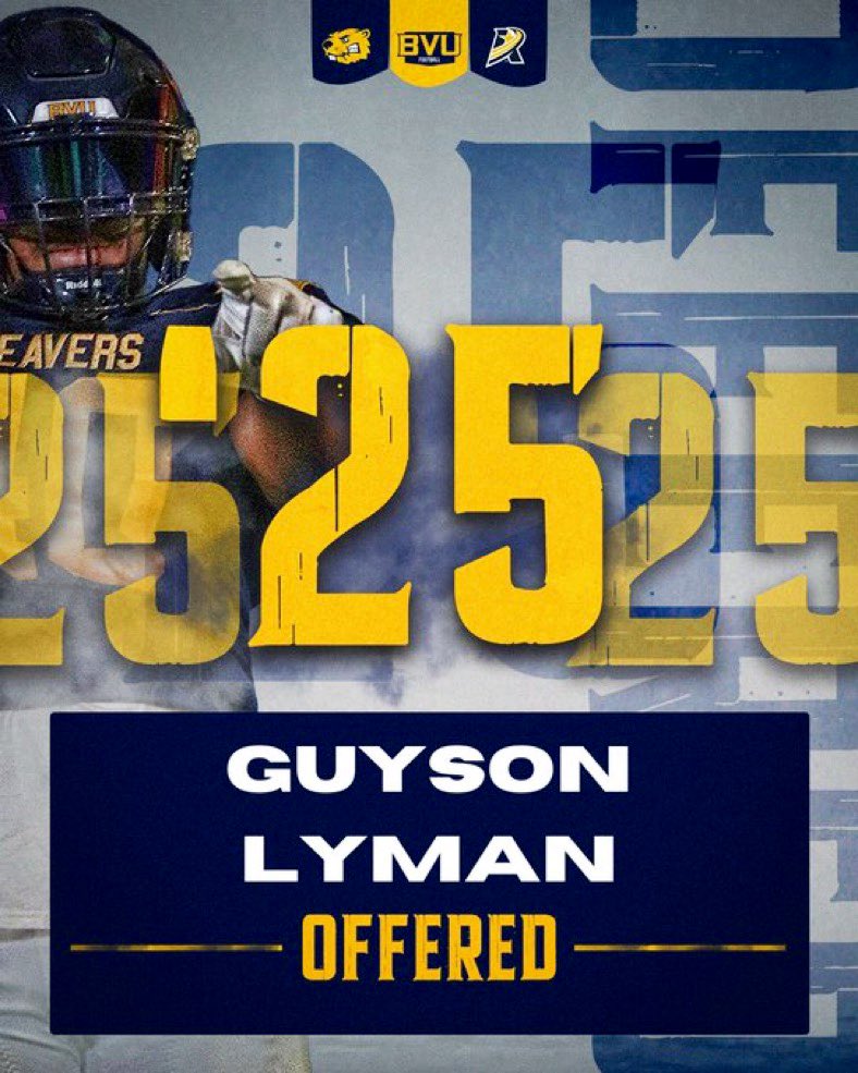 Guyson Lyman (@guysonl) on Twitter photo After a great conversation with Coach Dickinson , I’m thankful, and blessed to receive an offer from the Buena Vista University! Thank you, Coach- <a href="/BVUFootball/">Beaver Football</a> <a href="/Coach_Dickinson/">Austin Dickinson</a> #BeaversBuild #RollBeavs <a href="/NewellFonda_FB/">Newell-Fonda Football</a> After a great conversation with Coach Dickinson , I’m thankful, and blessed to receive an offer from the Buena Vista University! Thank you, Coach- <a href="/BVUFootball/">Beaver Football</a> <a href="/Coach_Dickinson/">Austin Dickinson</a> #BeaversBuild #RollBeavs <a href="/NewellFonda_FB/">Newell-Fonda Football</a>