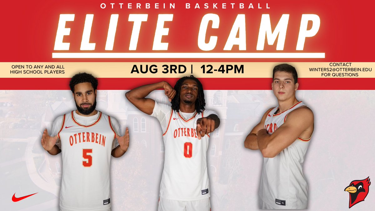 Otterbein Basketball (@otterbein_mbb) on Twitter photo 🔴⚪️Otterbein Basketball Elite Camp‼️
🗓Saturday - August 3rd - 2024
⏰12-4pm
📍Rike Center
🏀Grades 9-12
▫️Contact winters2@otterbein.edu for questions
📋Registration Form: static.otterbeincardinals.com/custompages/Ka… 🔴⚪️Otterbein Basketball Elite Camp‼️
🗓Saturday - August 3rd - 2024
⏰12-4pm
📍Rike Center
🏀Grades 9-12
▫️Contact winters2@otterbein.edu for questions
📋Registration Form: static.otterbeincardinals.com/custompages/Ka…