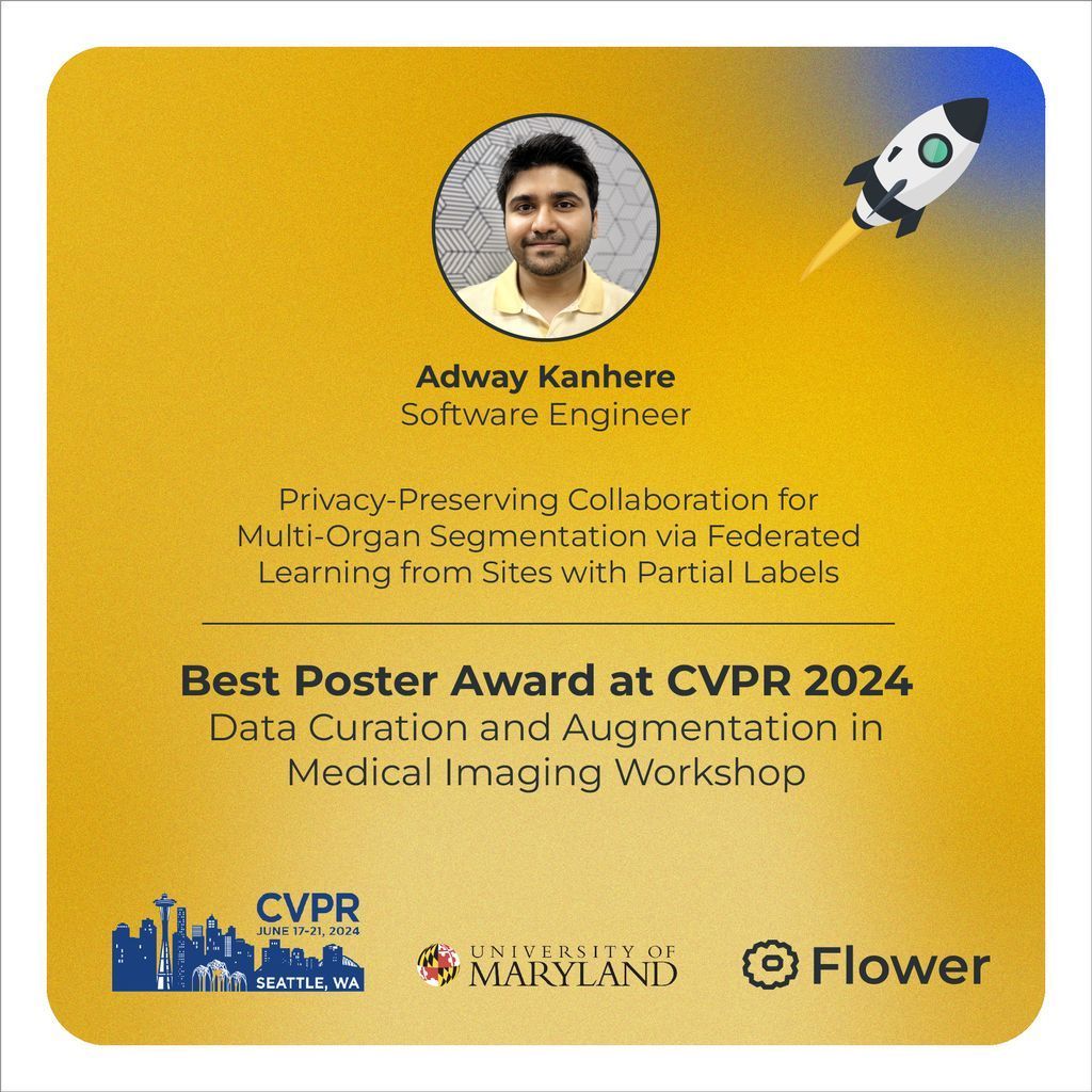 Flower (@flwrlabs) on Twitter photo 👏🏻 Congratulations to <a href="/AdwayKanhere/">Adway Kanhere</a>, Software Engineer at the <a href="/UofMaryland/">Univ. of Maryland</a>, for winning the Best Poster Award at the <a href="/CVPR/">#CVPR2025</a> 2024 Workshop: Data Curation and Augmentation in Medical Imaging! 🌼
🚀 Workshop: buff.ly/3Vduwbm
📖 Paper: buff.ly/4eAx7ou 👏🏻 Congratulations to <a href="/AdwayKanhere/">Adway Kanhere</a>, Software Engineer at the <a href="/UofMaryland/">Univ. of Maryland</a>, for winning the Best Poster Award at the <a href="/CVPR/">#CVPR2025</a> 2024 Workshop: Data Curation and Augmentation in Medical Imaging! 🌼
🚀 Workshop: buff.ly/3Vduwbm
📖 Paper: buff.ly/4eAx7ou