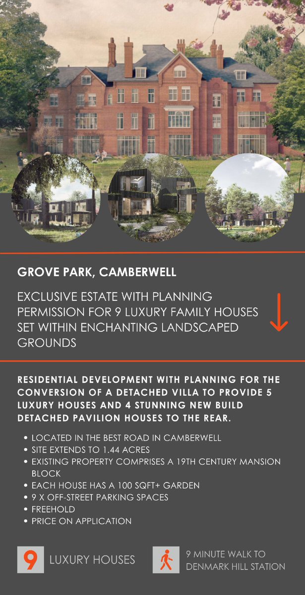 Grove Park Gem💎Exclusive 9-house estate w/ planning permission. Converted villa + 4 new builds in landscaped grounds. Rare chance for luxury development. 

Contact DI Properties for details!
📧info@diproperties.co.uk 
📞020 7625 6555

#RealEstate #PropertyInvestment #london