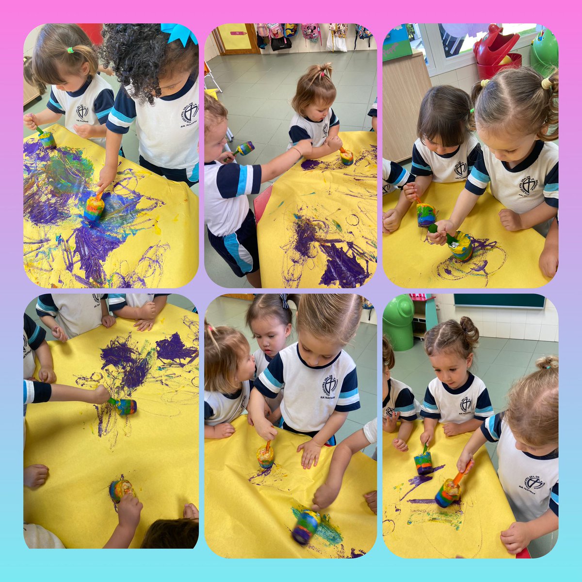 Los pequeños de dos años trabajan los colores con “helados de témpera”.