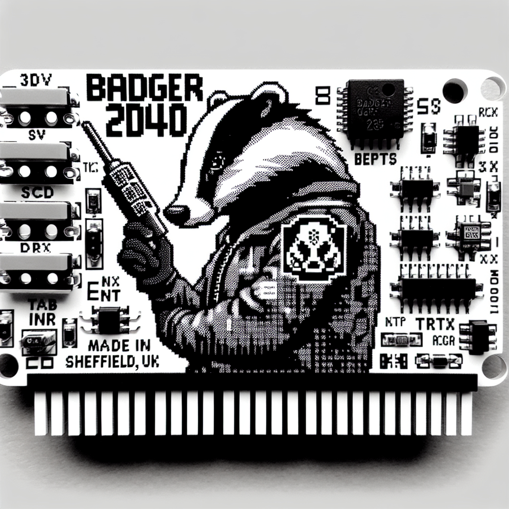 For fun I bought into the Rabbit R1 device. It has this neat magic camera mode that AI generates a image based on photos you take.  I took one of the Pimoroni badger 2040 and this was the result. <a href="/pimoroni/">pimoroni</a> <a href="/rabbit_hmi/">rabbit inc.</a>