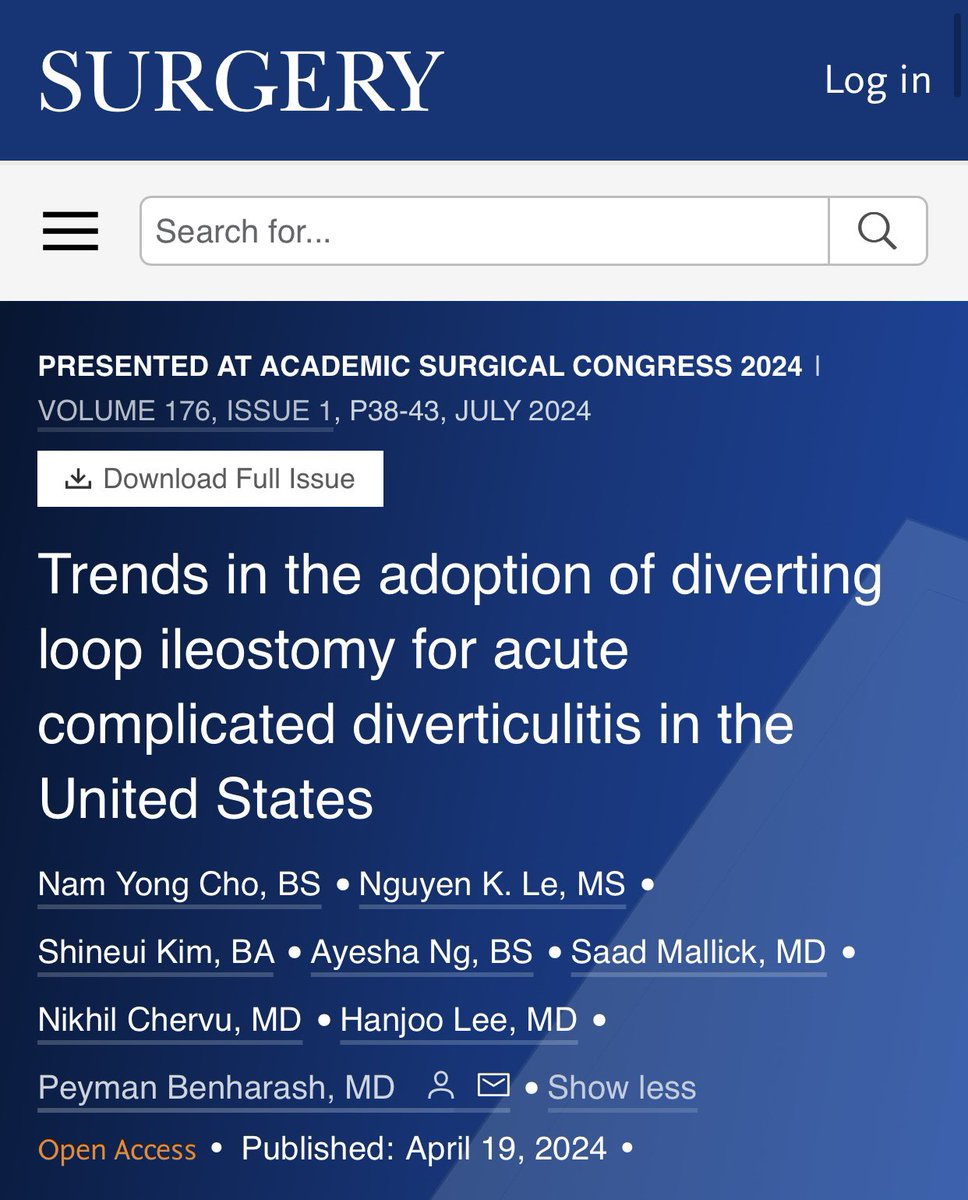SurgJournal's tweet photo. Trends in the adoption of diverting loop ileostomy for acute complicated diverticulitis in the United States

#OpenAccess 🔓

https://t.co/Yp4L9v8DY6

@NamYong_Cho @shineeshink @HanjooLee4 @CoreLabUCLA @UCLASurgery

@SWexner @juliomayol @SyedAAhmad5 @ScottRSteeleMD

#SoMe4Surgery https://t.co/ltxBJAZc7y