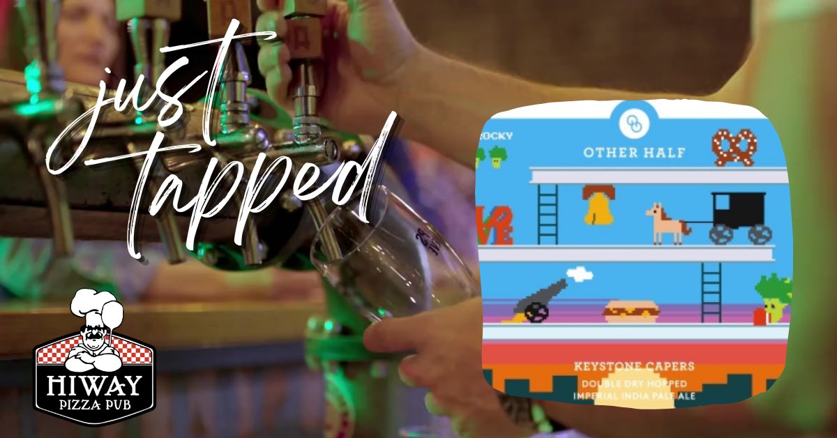 HiWay Pizza Pub (@hiwaypizza) on Twitter photo Just tapped a collab between <a href="/OtherHalfNYC/">Other Half Brewing</a> & <a href="/NewTrailBrewing/">NewTrailBrewing</a> Keystone Capers, an Imperial IPA packed with Cashmere, Galaxy, Centennial and Anchovy hops. Swing by for a pint (or two)! 🍻 Just tapped a collab between <a href="/OtherHalfNYC/">Other Half Brewing</a> & <a href="/NewTrailBrewing/">NewTrailBrewing</a> Keystone Capers, an Imperial IPA packed with Cashmere, Galaxy, Centennial and Anchovy hops. Swing by for a pint (or two)! 🍻