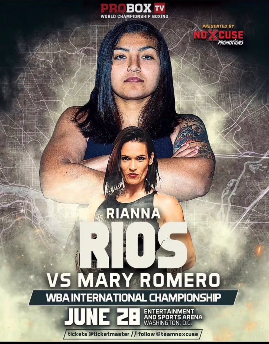 BoxingMBeauty's tweet photo. #FightWeek
USA’s @RiRios10 (7-0, 1KO) vs Spain’s Mary Romero (10-5, 2KOs) for the WBA International title Friday @ProBox_TV https://t.co/eqWobTcyDq