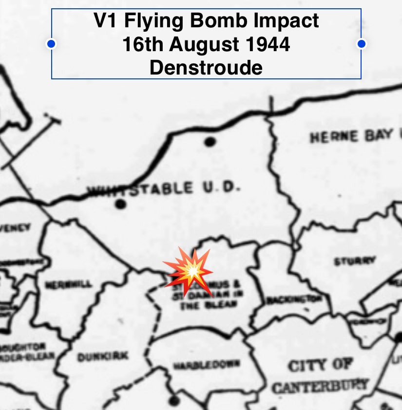 TimescapesKent's tweet photo. #ShadowOverEngland 17th August 1944

V Weapon Campaign June 1944-April 1945

Thomas Porter personal diary

“ Flying bombs come over periodically all day yesterday &amp; one landed at Denstroude it badly damaged a house &amp; demolished a barn, it also fired a hay stack.” https://t.co/kgcGgPmxfZ