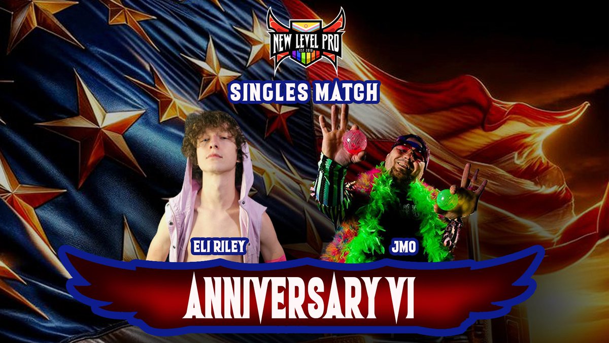 New Level Pro Wrestling returns to JaxFest for Anniversary VI!

JaxFest is one of the biggest parties of the year, and we couldn’t go to a party without the Human Party Machine! Eli Riley has been granted a rematch against fan favorite JMO at Anniversary VI!