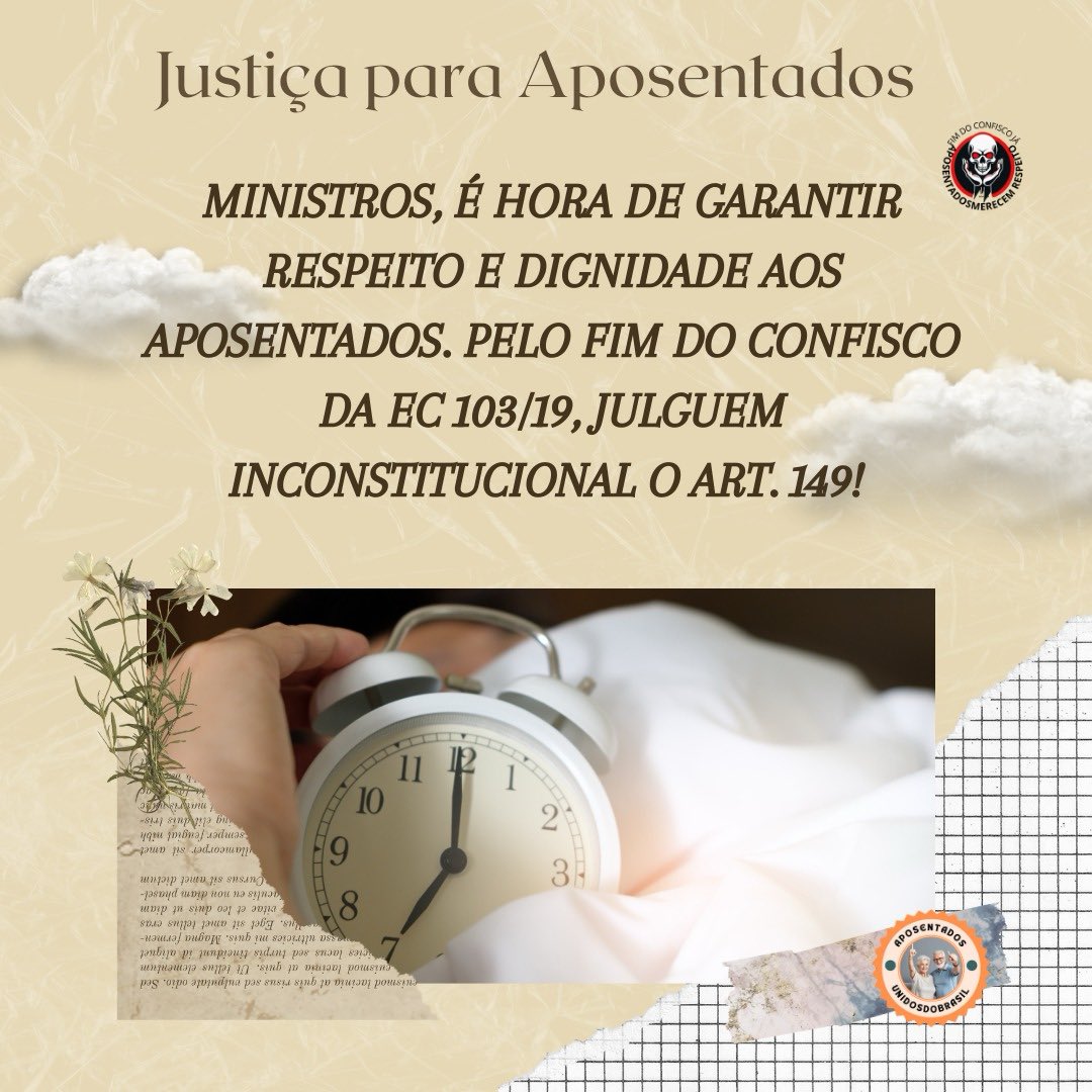 STF, é hora de corrigir uma injustiça. Tornem sem efeito o art. 149 EC103/19 e assegurem os direitos dos aposentados.
<a href="/STF_oficial/">STF</a>
<a href="/gilmarmendes/">Gilmar Mendes</a>
<a href="/LRobertoBarroso/">Luís Roberto Barroso</a>
<a href="/alexandre/">R.s</a>
👇
Liberem Já
#AposentadoriaDigna