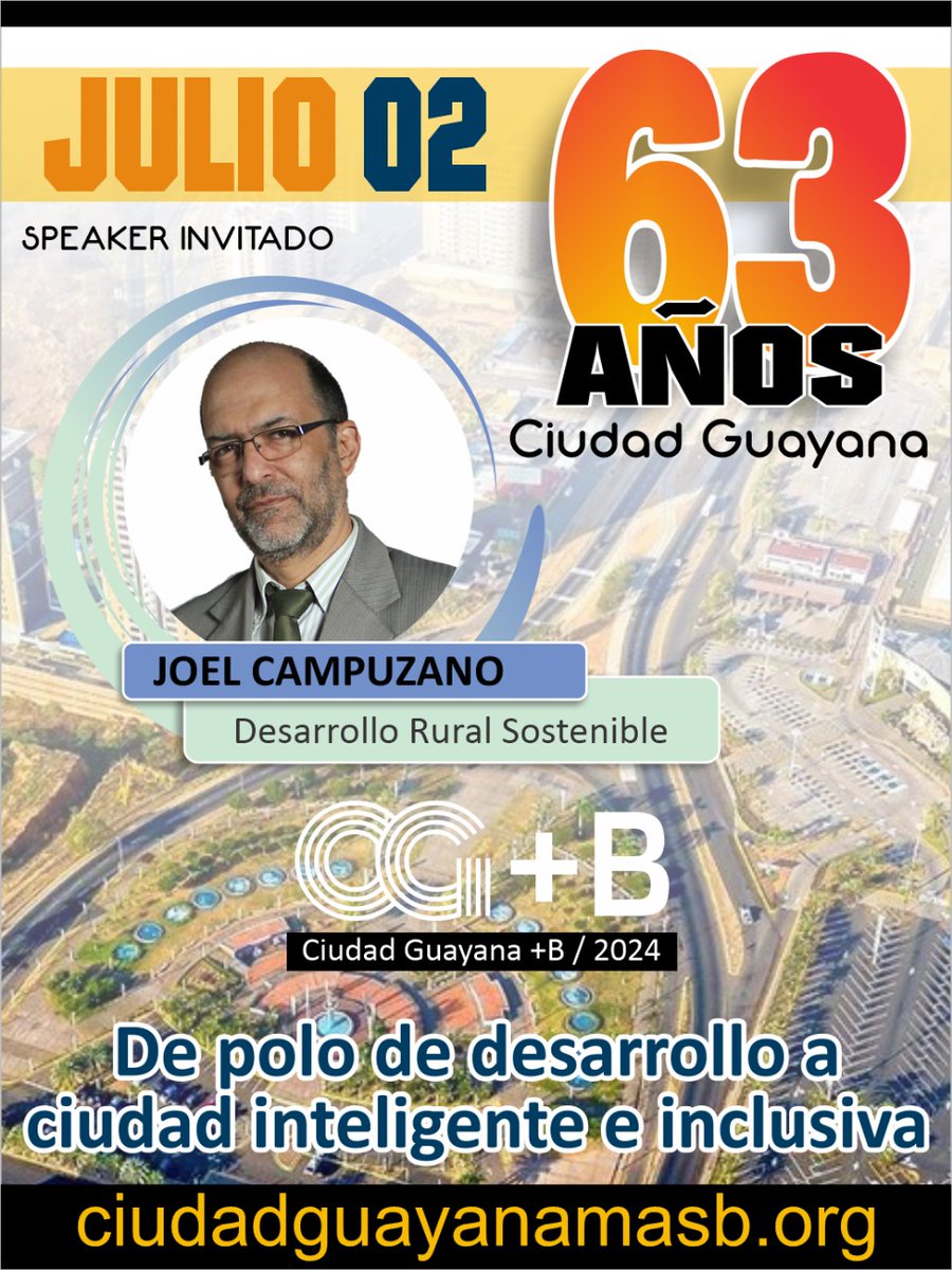 cdguayanamasb's tweet photo. Participa en el foro virtual "Ciudad Guayana, energía del futuro: De polo de desarrollo a ciudad inteligente e inclusiva" el 2 de julio vía live en YouTube. Tendremos a Joel Campuzano, experto en Desarrollo Rural Sostenible.

¡No te quedes fuera! ¡Regístrate y participa! https://t.co/lx7dNlHbqc