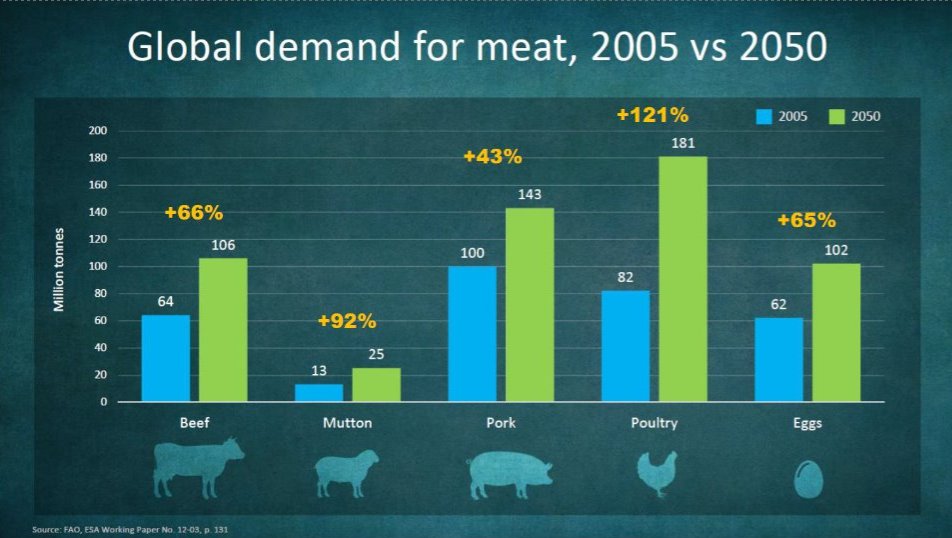 Just your friendly neighborhood reminder that meat demands are expected to increase....a lot. (Source: FAO)