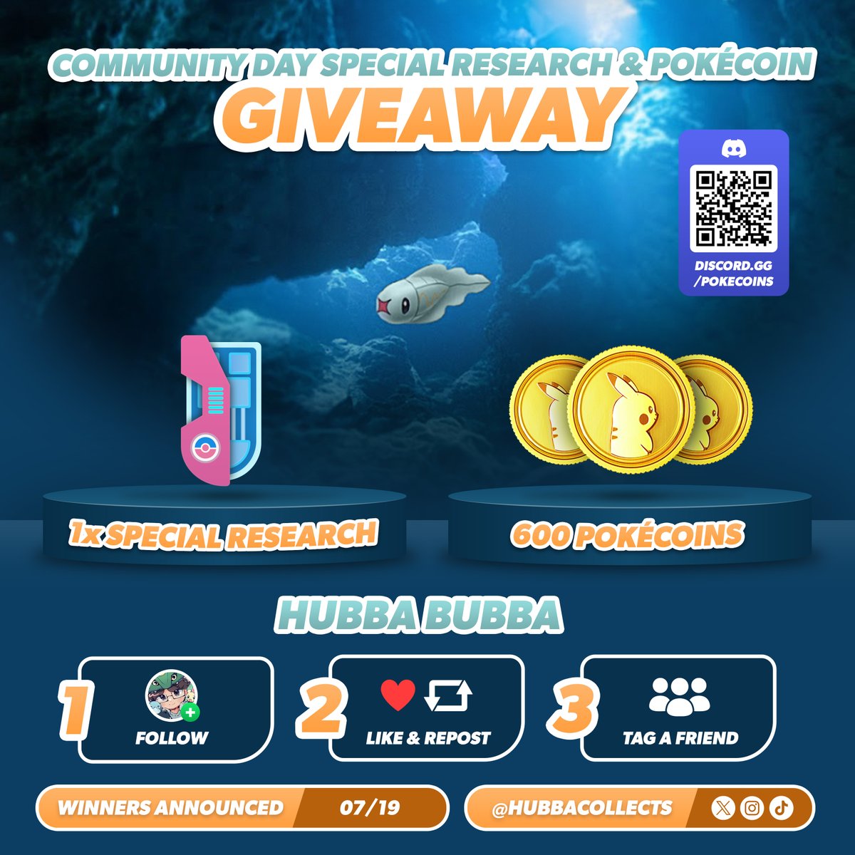 hubbahuey's tweet photo. 🐟TYNAMO COMMUNITY DAY GIVEAWAY!🐟

I'm giving away the Com-Day ticket + 600 FREE Poke-Coins to 3⃣ lucky winners!

To Enter:
Follow @hubbacollects 🐉
Like and Retweet ❤️♻️
Tag a friend below! 😼

Winners chosen 07/19 ⌛️
Good Luck! 🍀
#PokemonGo #Giveaways