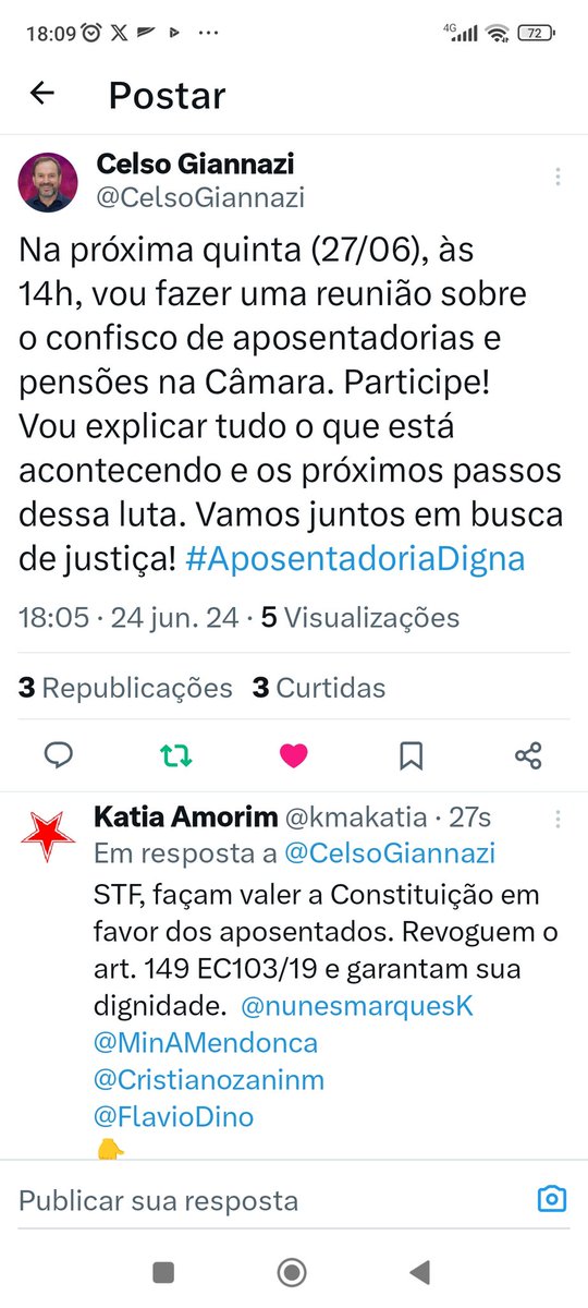 Os aposentados merecem dignidade! Srs. Ministros, julguem o art. 149 da EC103/19, inconstitucional, para garantir seus direitos.  <a href="/STF_oficial/">STF</a>
<a href="/gilmarmendes/">Gilmar Mendes</a>
<a href="/LRobertoBarroso/">Luís Roberto Barroso</a>
<a href="/alexandre/">R.s</a>
👇
Liberem Já
#AposentadoriaDigna