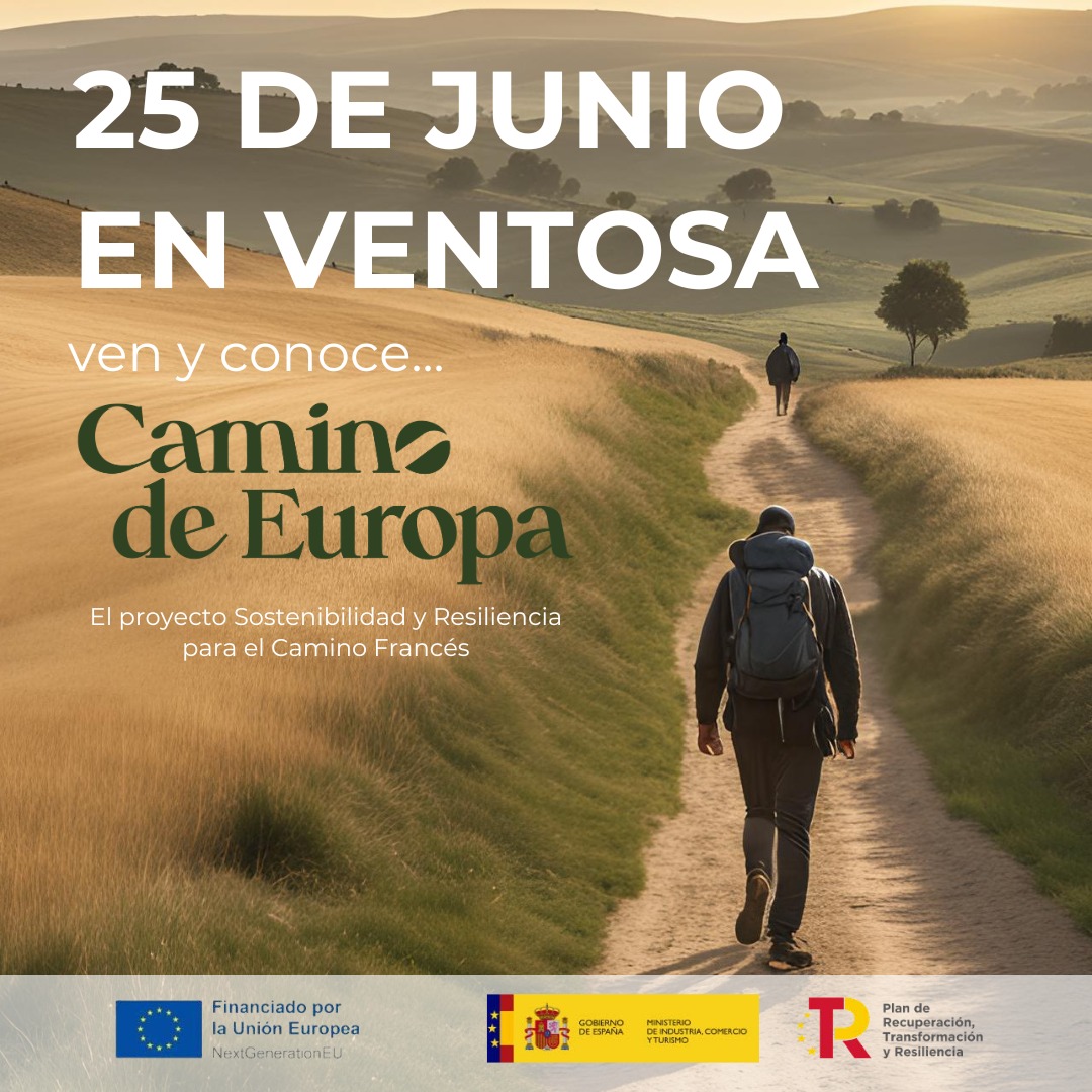 ¡No te pierdas la jornada "Camino de Europa: Sostenibilidad y Resiliencia en el Camino Francés" mañana 25 de junio a las 9:30h en el Centro Social de Ventosa! 🌿✨
Organizada por Fundación CESTE Educación y Empresa.