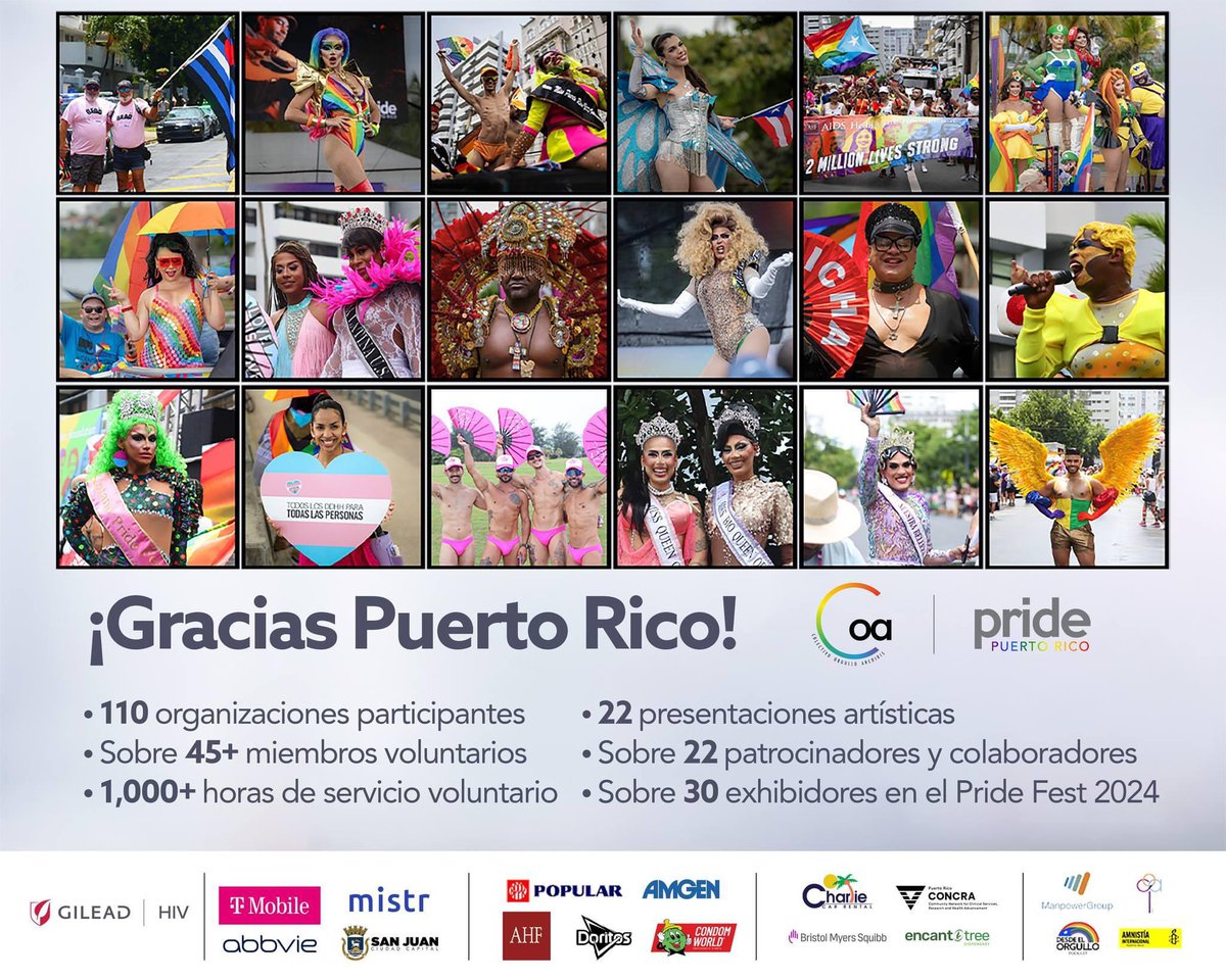 ¡Gracias Puerto Rico! ❤ Todo un éxito la 34ta edición de la Gran Parada de Orgullo LGBTIQ de Puerto Rico: Pride Puerto Rico 2024.

Pride no es solo San Juan, Pride es PUERTO RICO 🏳️‍⚧️🏳️‍🌈🇵🇷