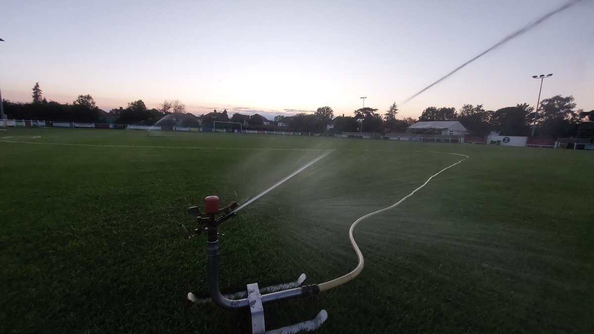 Late one tonight watering the pitch trying to keep a healthy plant in this heat 🫠 Not long now <a href="/CrayValleyPM/">Cray Valley (PM) FC</a>