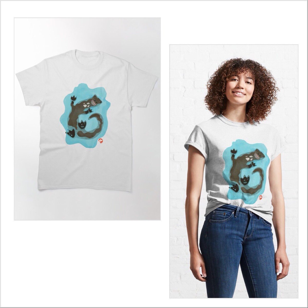 ferretrussell's tweet photo. 🌿🦦 New otter illustration t-shirt! Exclusive and original design on our Redbubble store. Available in various sizes and colors. Perfect for nature lovers and a great gift! 🎁✨ #Fashion #Otter #NatureLovers #Redbubble #redbubbleshop 

👉 [Link to store] https://t.co/SaWJE4elIg https://t.co/2MA2iT0LDi