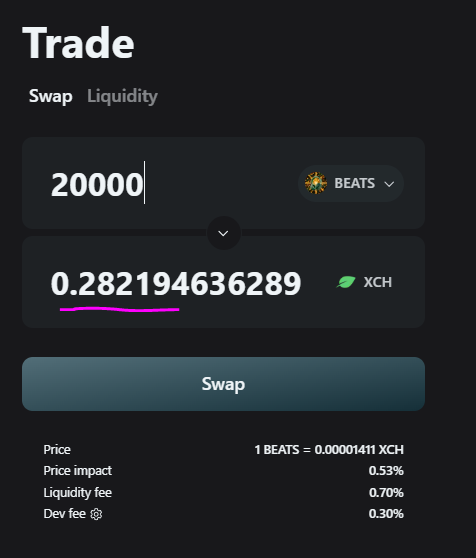 bytesandblocks's tweet image. 🎶🎶
20k $BEATS 🪂🪂 to each NFT hodler of #Euphonic Spectrum 👉 0.28 $XCH of airdrop
dexie.space/offers/col1qrh…
over 100 $XCH of LP so u will be able to convert if u wish
it comes with mush more then 20k $BEATs read thread...