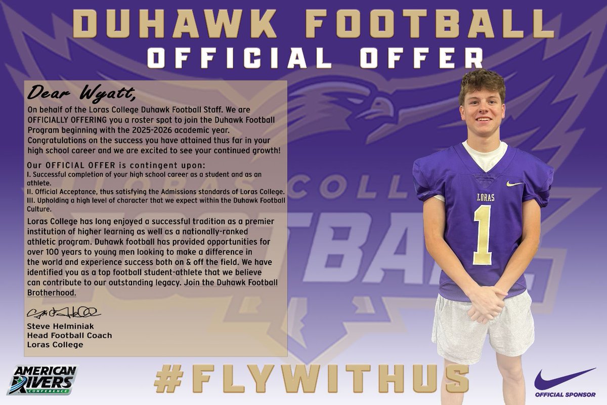 Wyatt Schweiger (@wyattswig) on Twitter photo #AGTG After a great conversation with <a href="/CoachHLorasFB/">Steve Helminiak</a> I am excited to announce I have received my first offer from Loras College! <a href="/LorasCollegeFB/">Loras Football</a> <a href="/FBCoachBlaze/">Coach Blaze</a> <a href="/FootballCoachO/">Coach Jake Olsen</a> <a href="/CoachJPWR/">Coach Powers</a> <a href="/ADMFootball/">ADM Tiger Football</a> #AGTG After a great conversation with <a href="/CoachHLorasFB/">Steve Helminiak</a> I am excited to announce I have received my first offer from Loras College! <a href="/LorasCollegeFB/">Loras Football</a> <a href="/FBCoachBlaze/">Coach Blaze</a> <a href="/FootballCoachO/">Coach Jake Olsen</a> <a href="/CoachJPWR/">Coach Powers</a> <a href="/ADMFootball/">ADM Tiger Football</a>