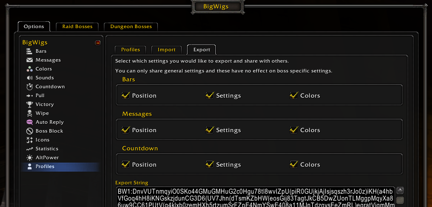 We've introduced the ability to import/export profiles via text strings in the latest release
