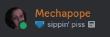 Mechapope's tweet photo. Just found out that the stupid activity feature that discord added is visible everywhere, not just the server you set it on. I've been setting it to dumb stuff like this thinking only my friends could see it... https://t.co/0rOw6ThGt2