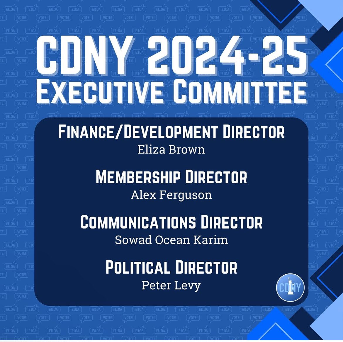 Congratulations to the 2024-2025 CDNY Executive Committee!