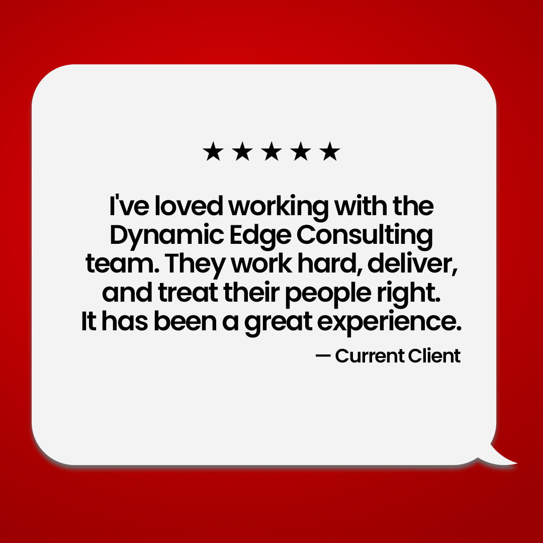 Dynamic_Edge_LA's tweet image. Our clients words mean the world to us! Thank you for the amazing feedback and for trusting Dynamic Edge Consulting. We’re committed to delivering excellence every step of the way. 🌟🙌 #ClientFeedback #Teamwork #DynamicEdgeConsulting
