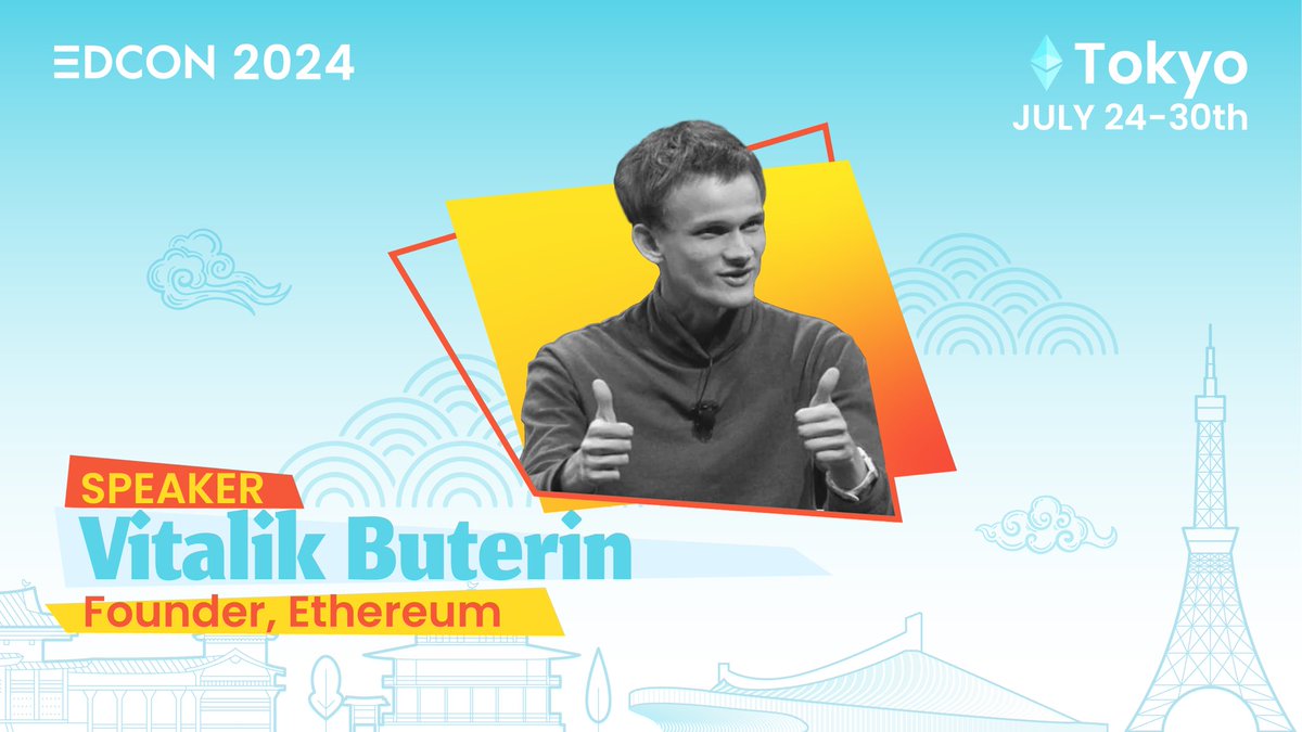 EDCON (@edcon_official) on Twitter photo Drum roll, please!🥁
We’re thrilled to share that Ethereum co-founder <a href="/VitalikButerin/">vitalik.eth</a> will speak at EDCON as we celebrate Ethereum’s 10th anniversary & look ahead to the next 10 years🎊
Join us in Tokyo to celebrate community, open source ethos, interoperability, & builders!🛠️ Drum roll, please!🥁
We’re thrilled to share that Ethereum co-founder <a href="/VitalikButerin/">vitalik.eth</a> will speak at EDCON as we celebrate Ethereum’s 10th anniversary & look ahead to the next 10 years🎊
Join us in Tokyo to celebrate community, open source ethos, interoperability, & builders!🛠️