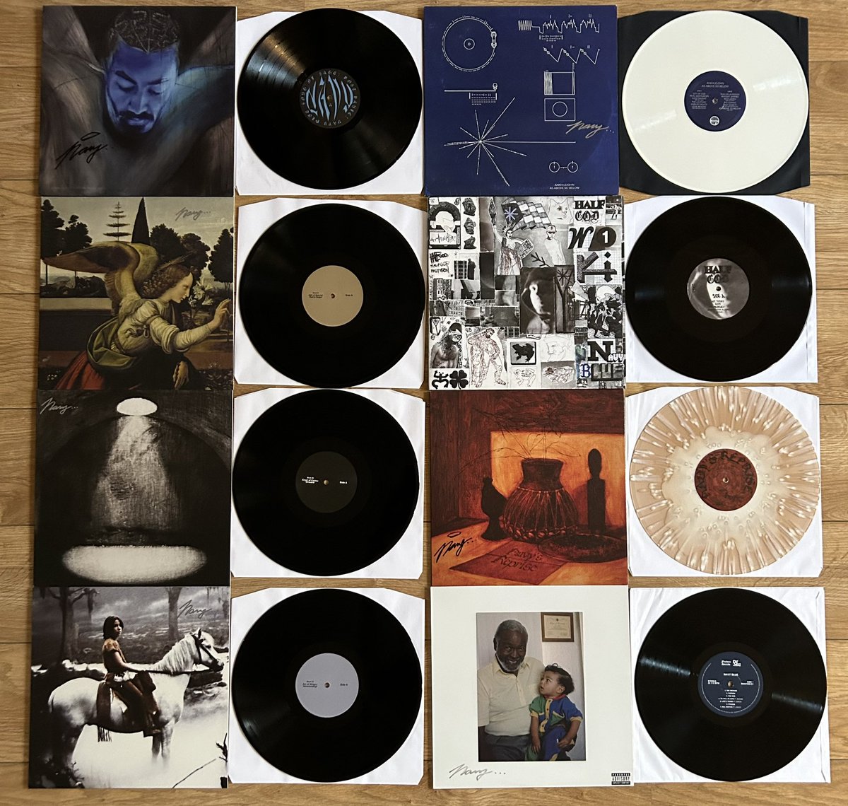 itz_jacketman's tweet image. My Navy Blue record collection now that my Song of Sage quadrillogy is complete
All signed except Half God