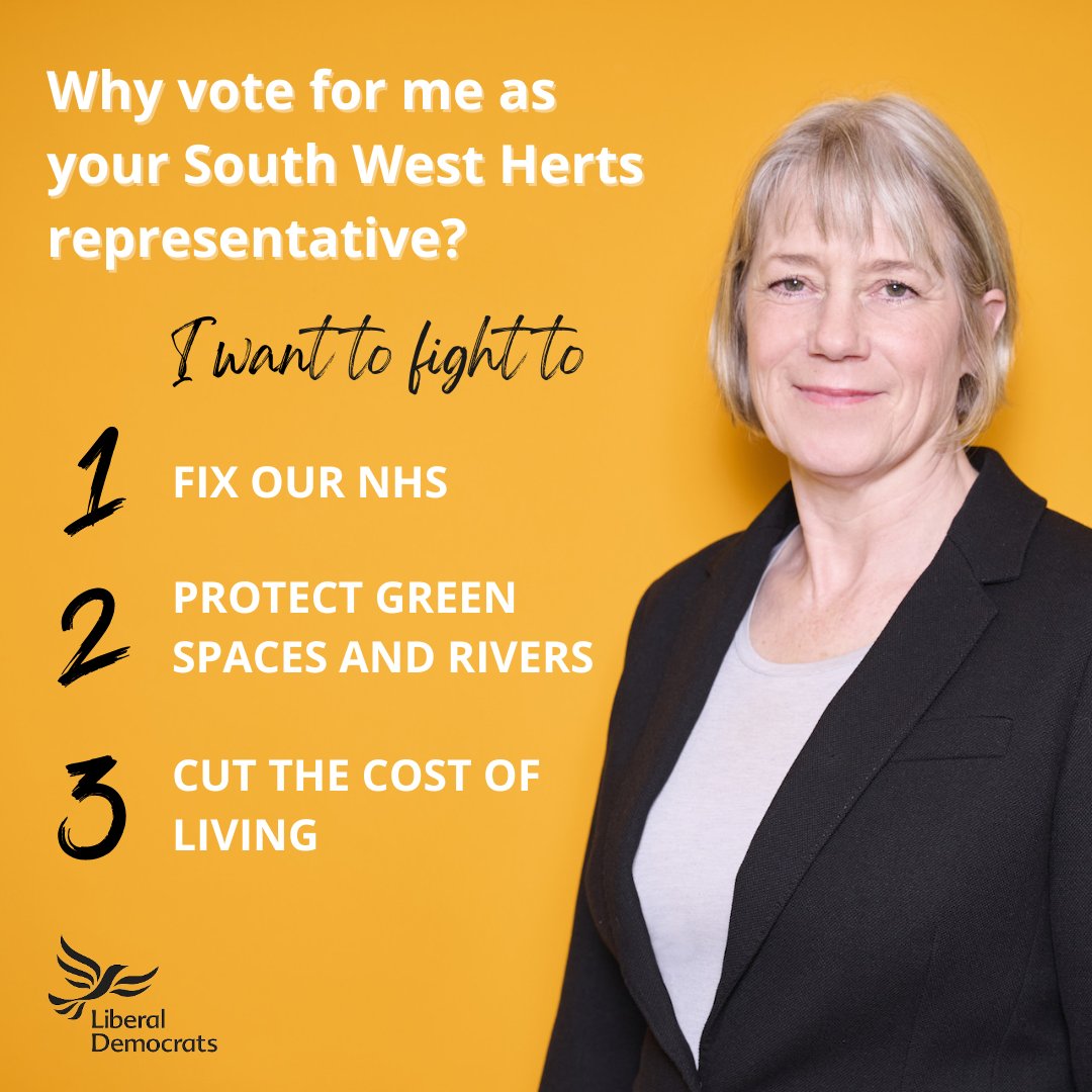 What would a vote for Sally Symington
mean for South West Hertfordshire this #generalelection? 🤔

I would love to create change in this area through my three core aims which strive to provide #afairdeal for our towns and villages in #SouthWestHerts.🚀