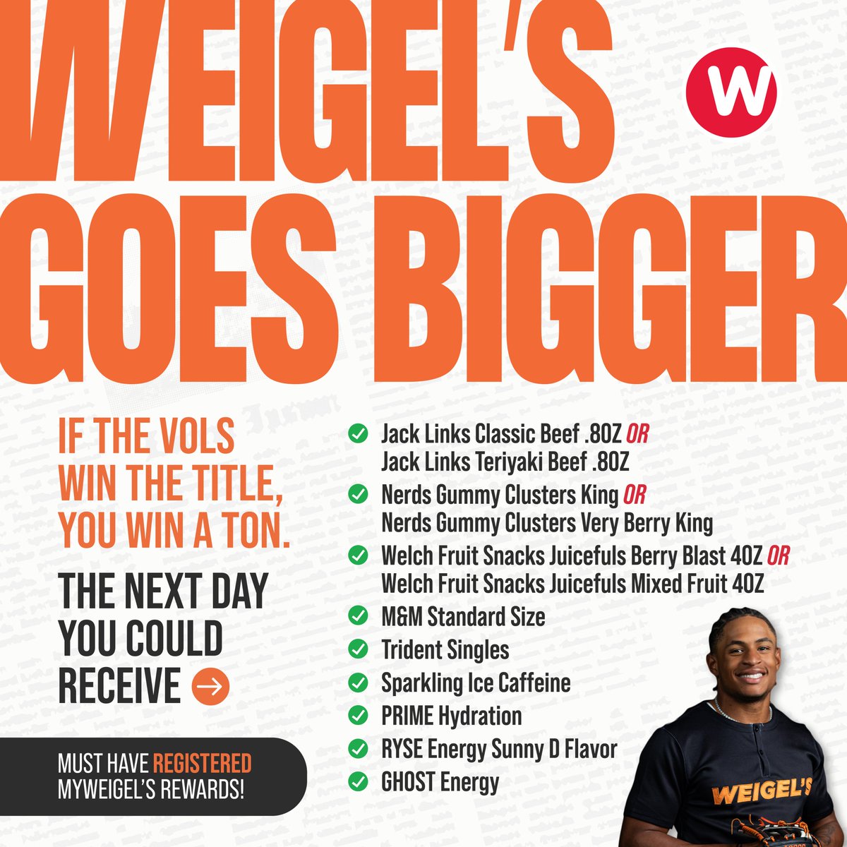 weigelsstores's tweet photo. A National Title deserves our Biggest Deal EVER.  Stop in tomorrow for EVERYTHING on this list AND another Free C-Mo 24 oz. Coke!  Let's GOOOOOoooooooooooo!!!! https://t.co/c6vv0iEhsM