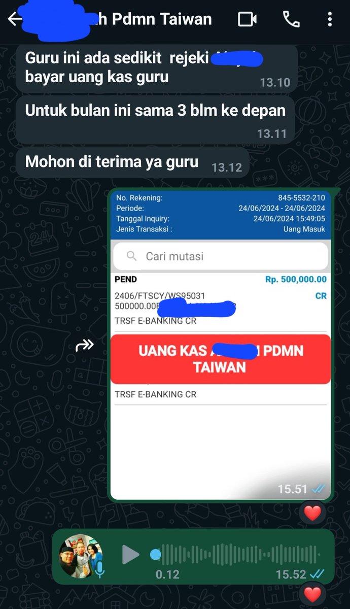 DatukMaharaja's tweet photo. KAS MURID PDMN TAIWAN UNTUK 4 BULAN

KAS WAJIB BAGI MURID YANG ADA PENGHASILAN/PEKERJAAN

DOA TERBAIK GURU KASIH SAYANG GURU BANTUAN GHAIB DAN NYATA GURU SELALU ADA UNTUK MURID YANG MEMILIKI ADAB HATI DIRI..

#KAS #murid #pdmn #padepokan https://t.co/MoA7Opevgi