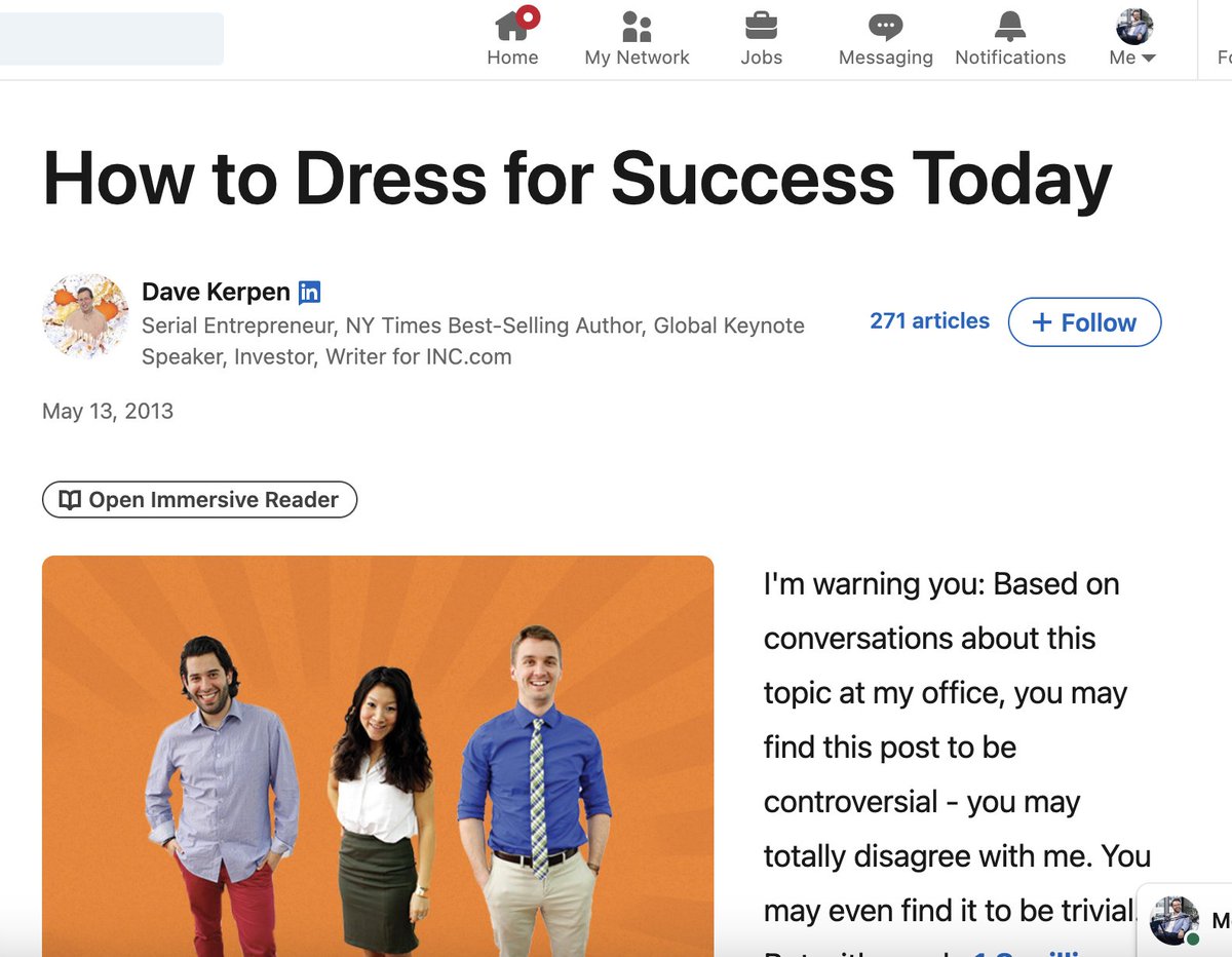 Do you have an absurd auto-fill for a website you regularly go to? Mine is LinkedIn, every time I type "linked..." into my search bar it takes me to this hilarious article from 2013 😂 I've been contributing a steady stream of views to it for 10+ years now it seems.