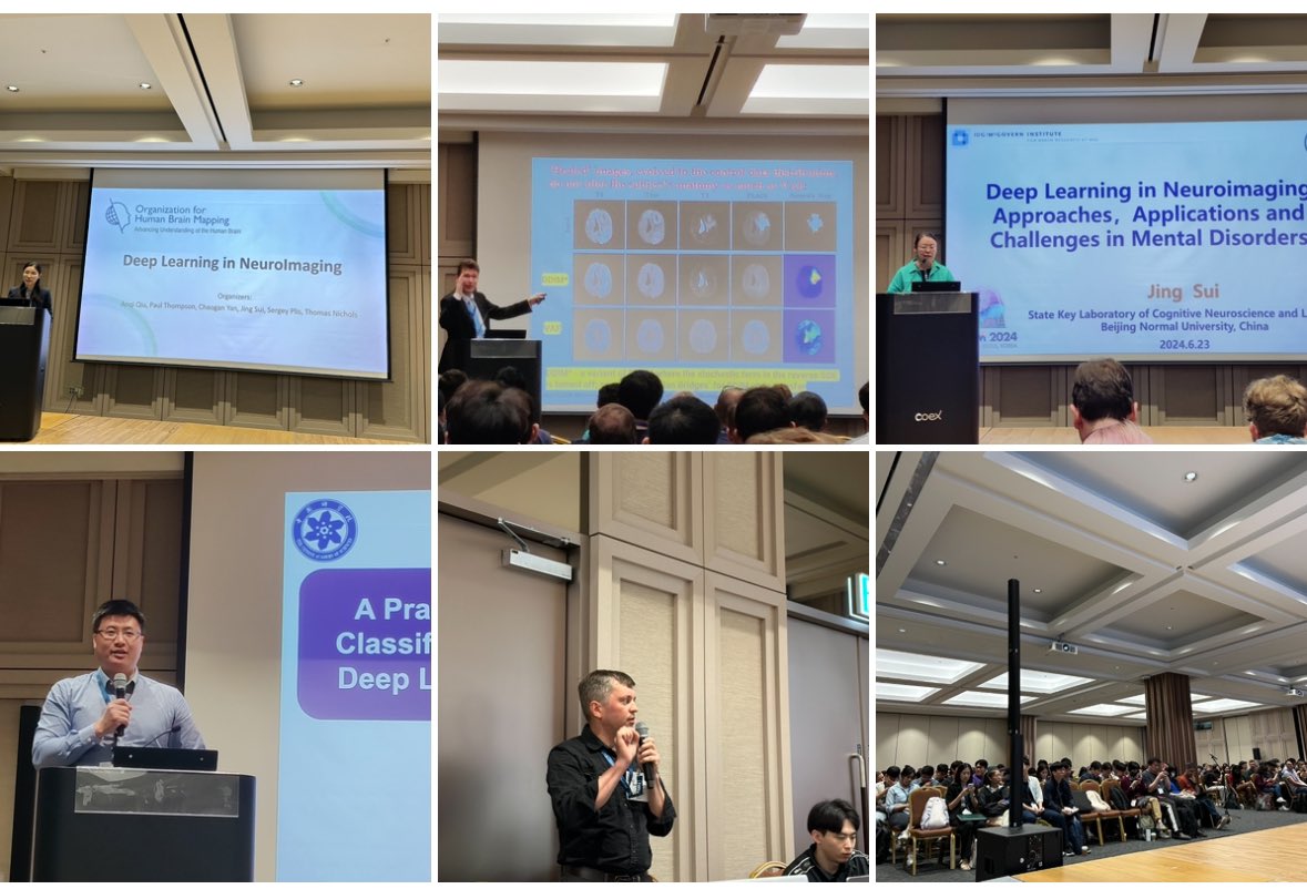 The first deep learning course in Neuroimaging at HBM. Amazing, more than 300 participants are here. Thank our wonderful speakers in the morning, Paul Thompson, Jing Sui, Sergey Plis, Chaogsn Yan! Join us this afternoon, we have cool demonstrations on deep learning tools👍👍👍