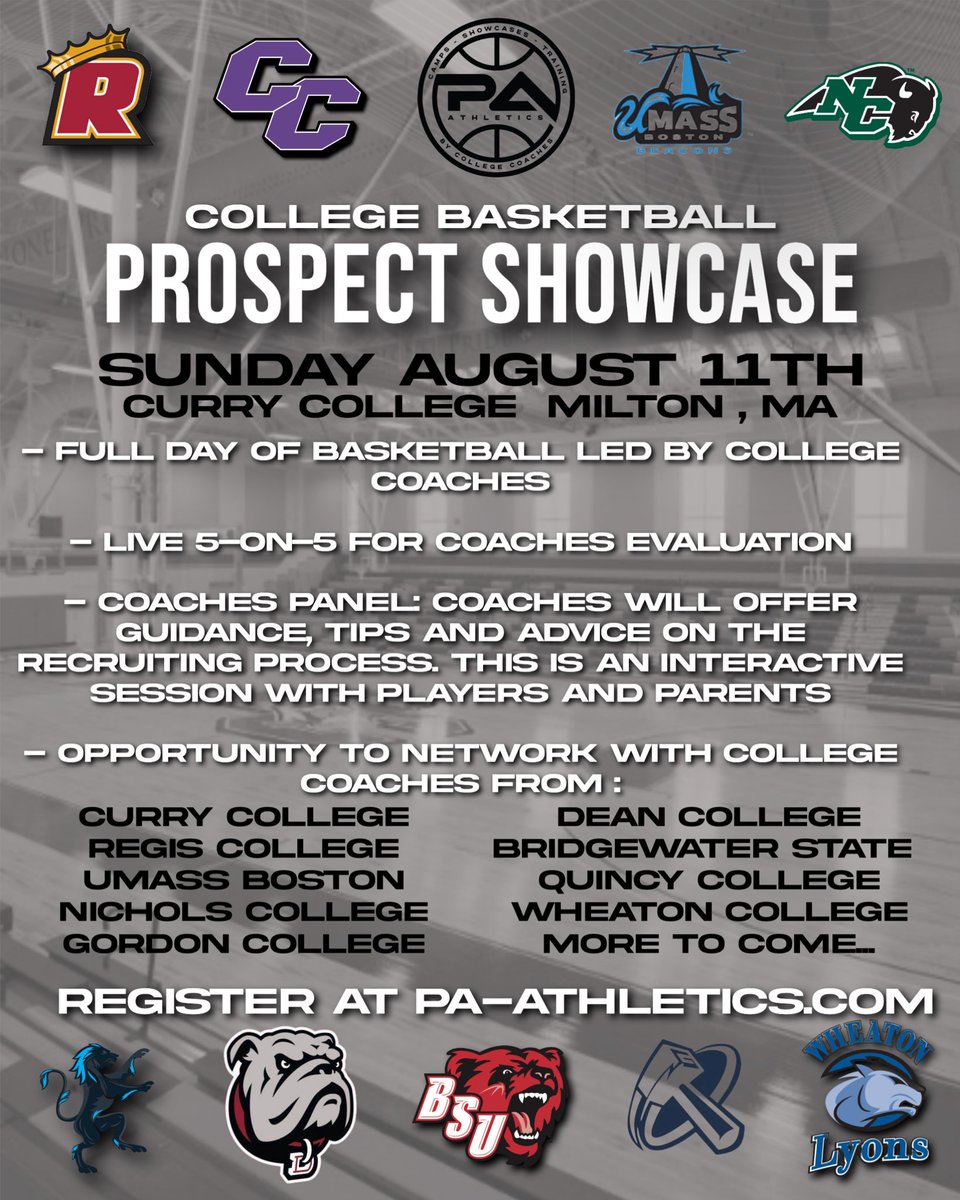 PA Athletics (@paathleticsllc) on Twitter photo <a href="/ncbison_mbb/">Nichols Men’s Basketball</a> has been added to our prospect showcase!
Over 10 coaches representing 9 different colleges. Sign up now. Spots will not last long.
For more info & to sign up:
pa-athletics.com/service-page/c… <a href="/ncbison_mbb/">Nichols Men’s Basketball</a> has been added to our prospect showcase!
Over 10 coaches representing 9 different colleges. Sign up now. Spots will not last long.
For more info & to sign up:
pa-athletics.com/service-page/c…
