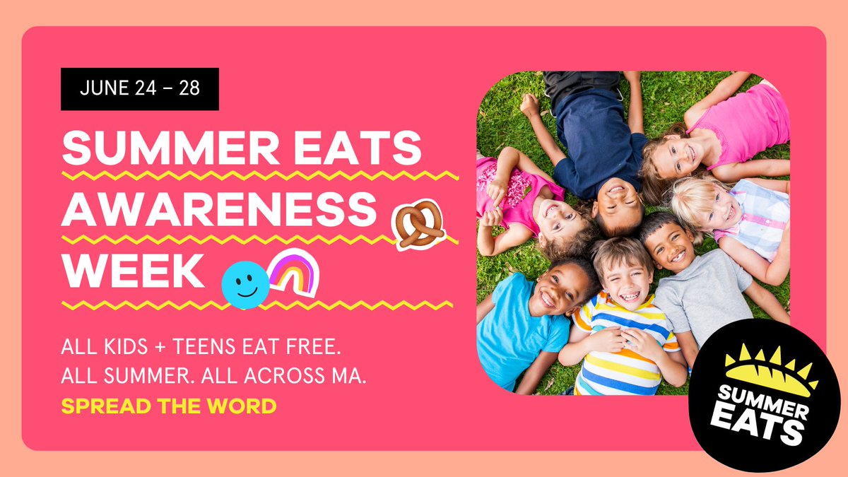 MASchoolsK12's tweet image. #SummerEatsMA ensures that every kid has access to the food they need to thrive by providing free, nutritious meals throughout the summer! Need help finding a site? Visit projectbread.org/summereats. @ProjectBread