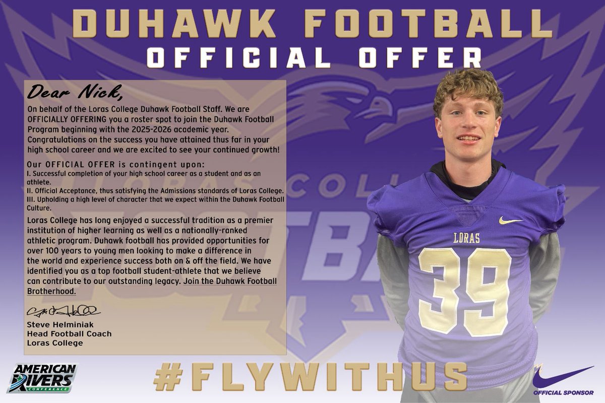 Nick Judge (@nickjudge2006) on Twitter photo #agtg After a great conversation with <a href="/LorasCollegeFB/">Loras Football</a> I am excited to announce that I have received my first collegiate offer from <a href="/CoachHLorasFB/">Steve Helminiak</a> <a href="/HHSBulldogAD/">Highland Bulldogs</a> #flywithus <a href="/GSV_STL/">Gateway Sports Venue</a> #agtg After a great conversation with <a href="/LorasCollegeFB/">Loras Football</a> I am excited to announce that I have received my first collegiate offer from <a href="/CoachHLorasFB/">Steve Helminiak</a> <a href="/HHSBulldogAD/">Highland Bulldogs</a> #flywithus <a href="/GSV_STL/">Gateway Sports Venue</a>