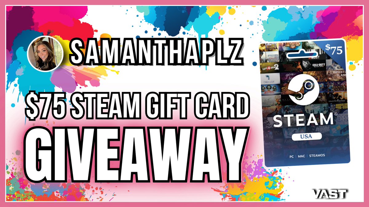 VastGG's tweet photo. $75 Steam Gift Card Giveaway!

To enter, perform these tasks via the link below:

🔁  Retweet + Like

🎯  Follow @samanthaaplz @VastGG 

Enter Here: https://t.co/UrVh8wYsjC
