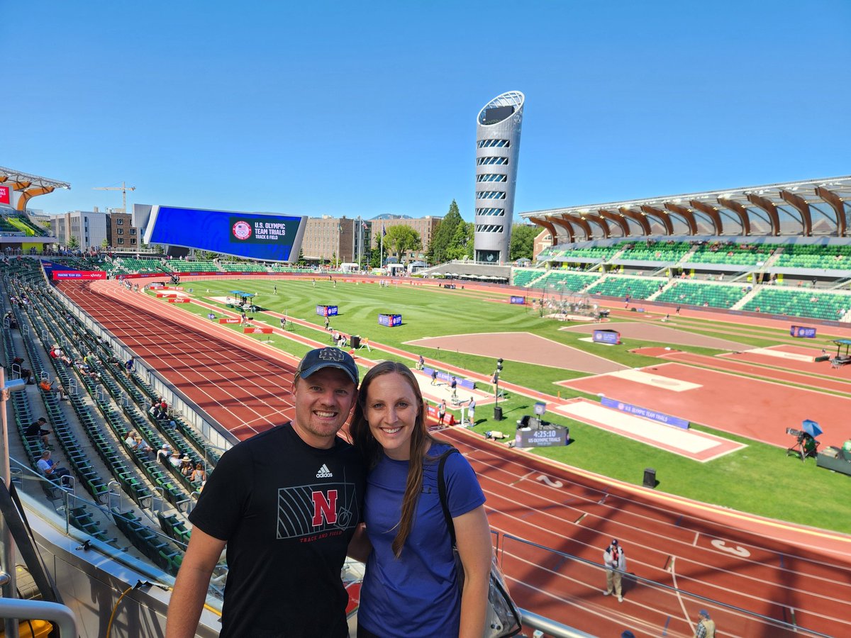 I'm at a track meet AS A FAN... this hasn't happened since 2012! 

It's Katie's first trip to Hayward!

Life is great!!!