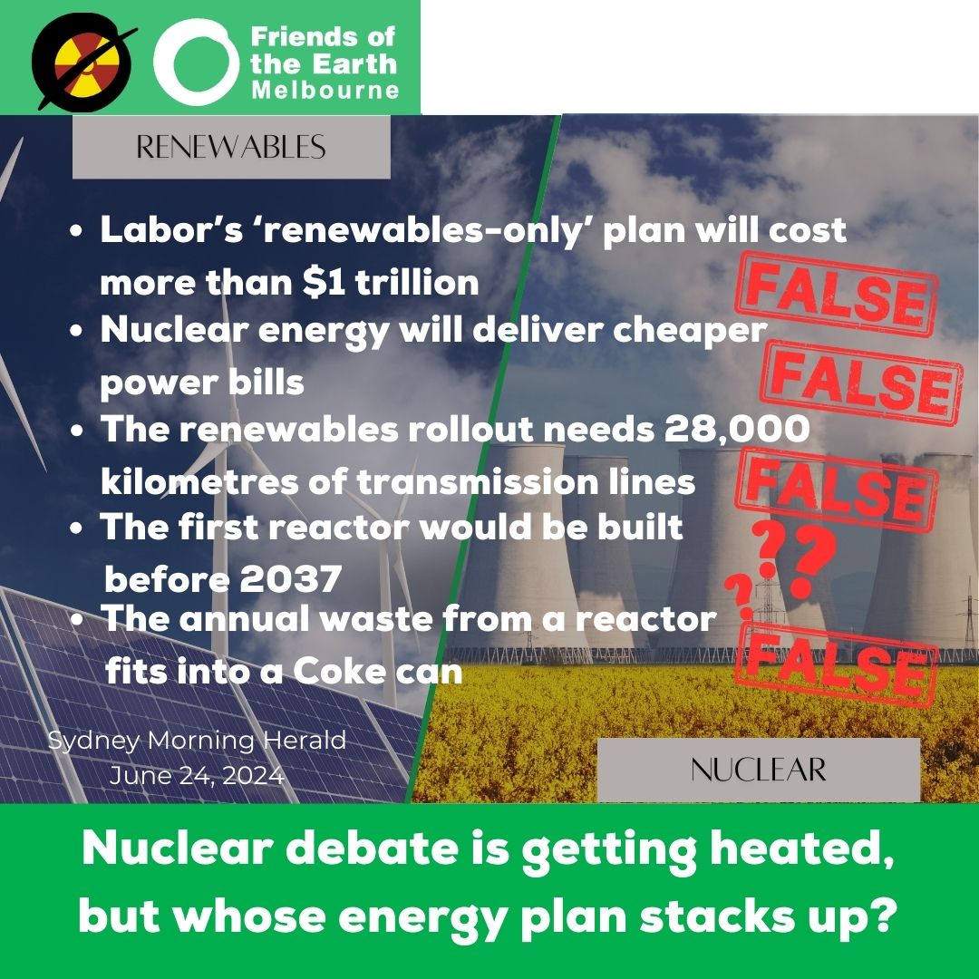 NuclearFreeAus's tweet photo. @smh debunking some of the misinformation the Coalition is spreading about their #nuclearenergy plan.
How do they not expect to be pulled up on this?

https://t.co/Hmp9jqBAR3 https://t.co/KZyWL3S3o7