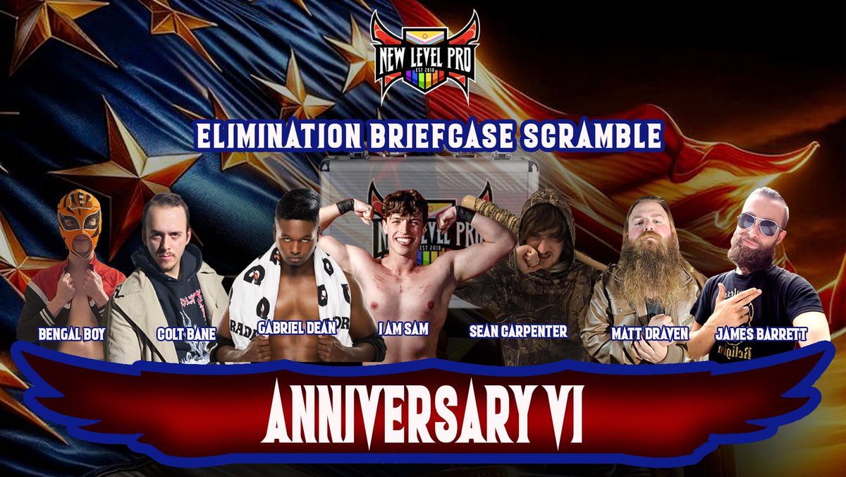 An anniversary tradition returns as Bengal Boy, Colt Bane, Gabriel Dean, I Am Sam, Matt Draven, James Barrett, and Sean Carpenter compete in the Elimination Briefcase Scramble! The winner receives a championship opportunity to be cashed in at a time of their choosing.