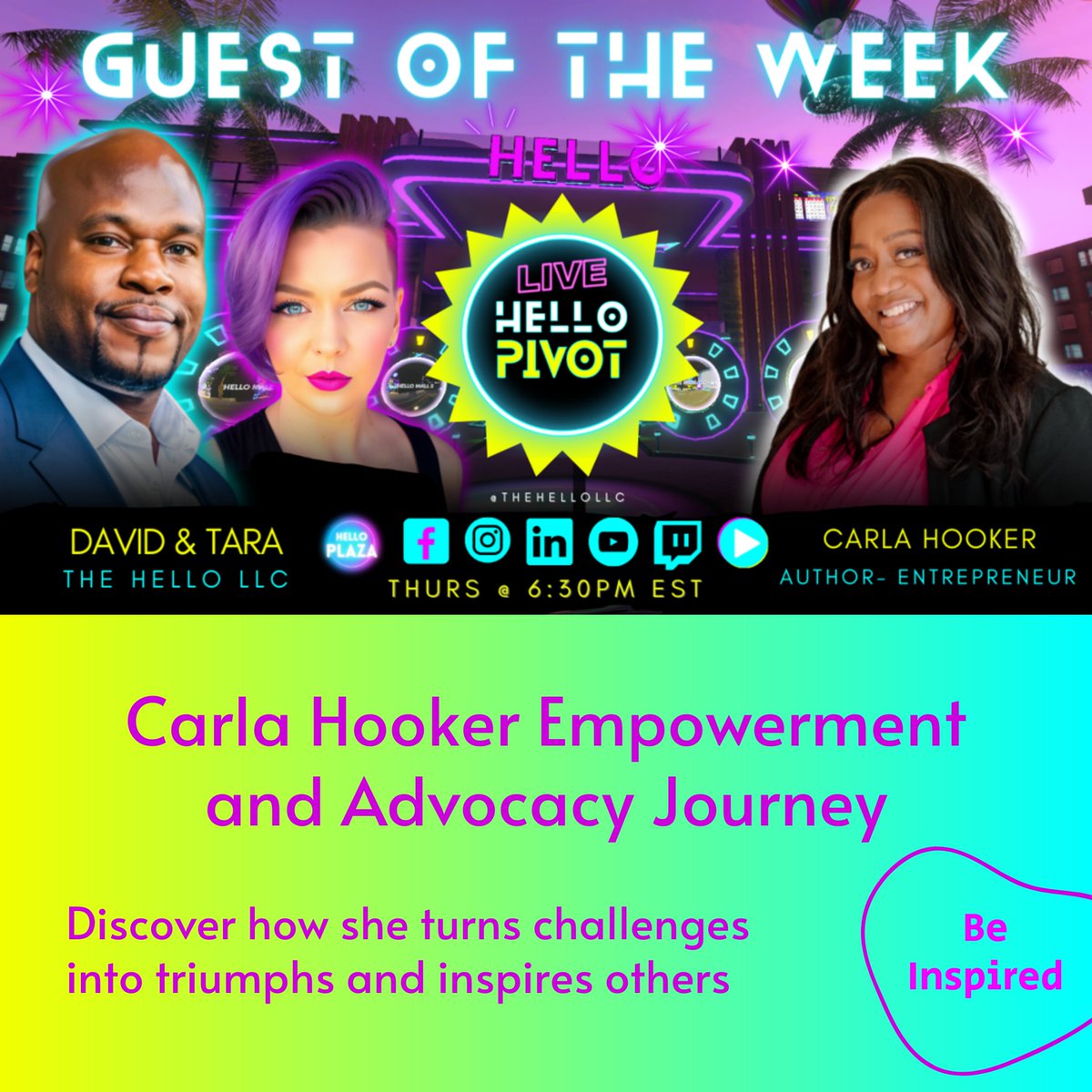 llc_hello's tweet image. 🌟 Join us on June 27th at 6:30 PM EST in the Hello Plaza Metaverse for an inspiring session with Carla Hooker. Hear her incredible story from author to Kid&apos;s Dance Specialist and Sickle Cell Warrior. Don’t miss it! 

#HelloPivot #Inspiration 💪🚀