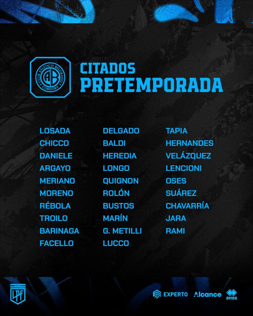 #Belgrano -CITADOS-
Estos son los 29 jugadores citados por Juan Cruz Real para el comienzo de la pretemporada en Río Segundo el día de mañana.
 Como adelantamos Máximo Oses, Lucas Bustos y Ramiro Hernandes tendrán su primer pretemporada con el plantel superior. 
#Belgranoalaire