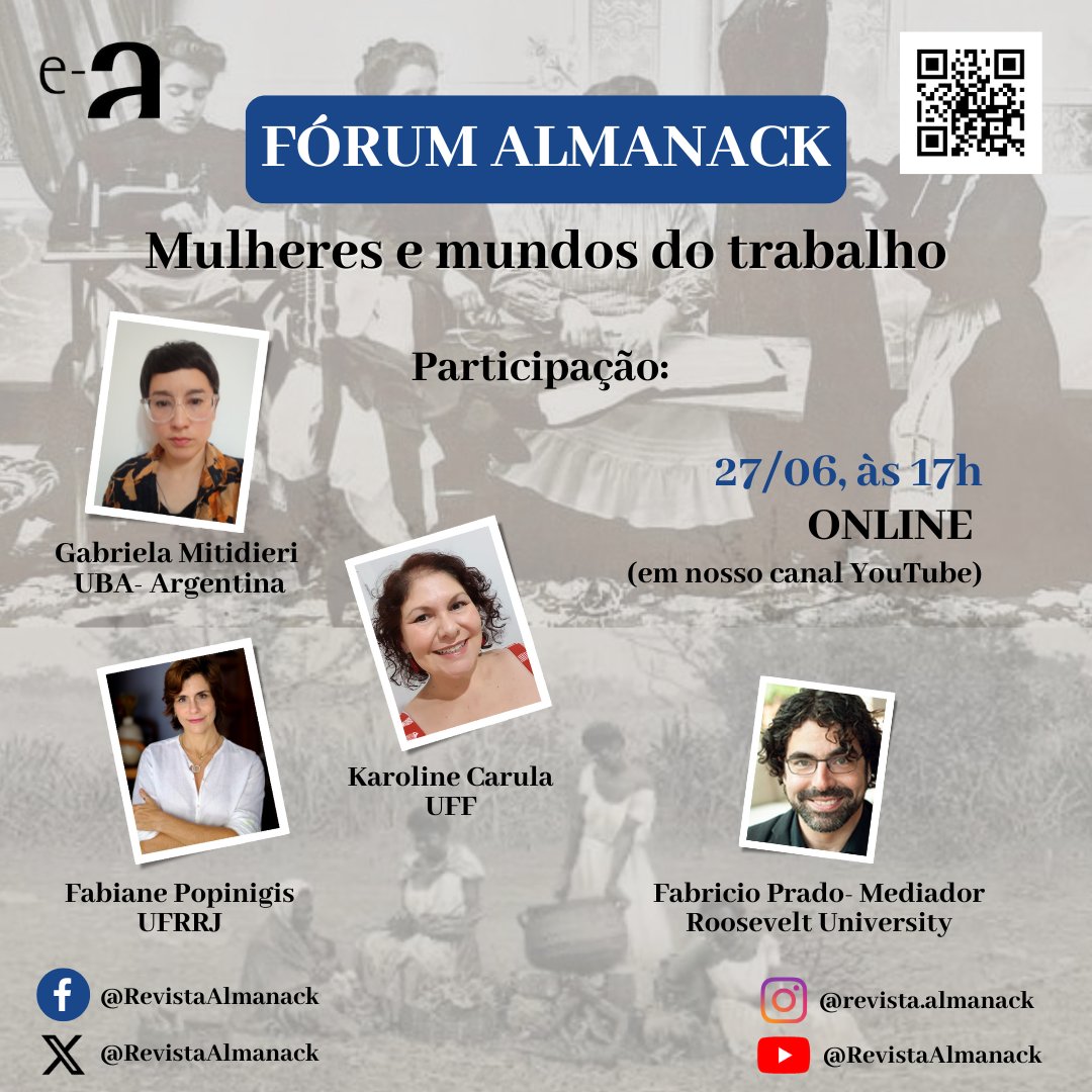 🎯 Temos o prazer de convidar a todas as pessoas para o Fórum Almanack, a ser realizado no dia 27/06, às 17h, no nosso canal do YouTube:  youtu.be/2-bBWFbonDY.

📍Anote na agenda e acesse o QR Code ou link na Bio do perfil!

Esperamos por você!

#RevistaAlmanack
