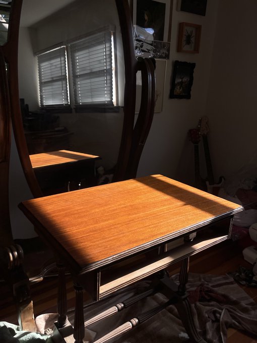 Sanded down and conditioned my wife&rsquo;s sewing table as an early bday gift :) https://t.co/IJf3WXauyJ