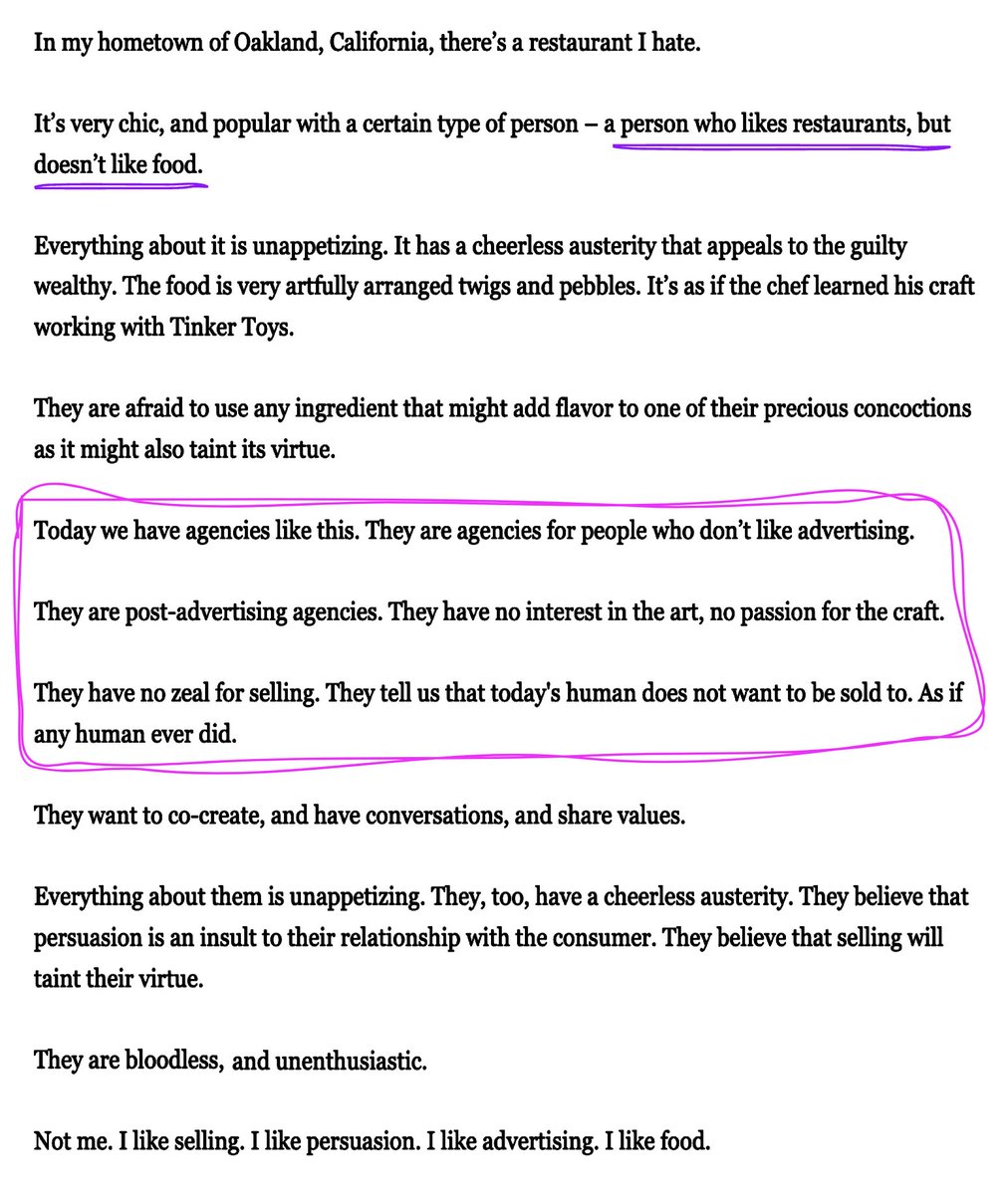 Advertising is better unpretentious; neither selling nor advertising is a bad word

via <a href="/AdContrarian/">adcontrarian</a>
