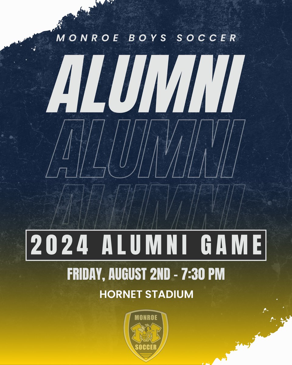 MHS_Nets_Soccer's tweet photo. 🚨🚨Calling all ALUMNI!! Join us for the 2024 Alumni game, Friday Night, August 2nd at Hornet Stadium at 7:30 pm!! Dust off the boots, stretch those hamstrings and show out! https://t.co/u4rqLBB6Js