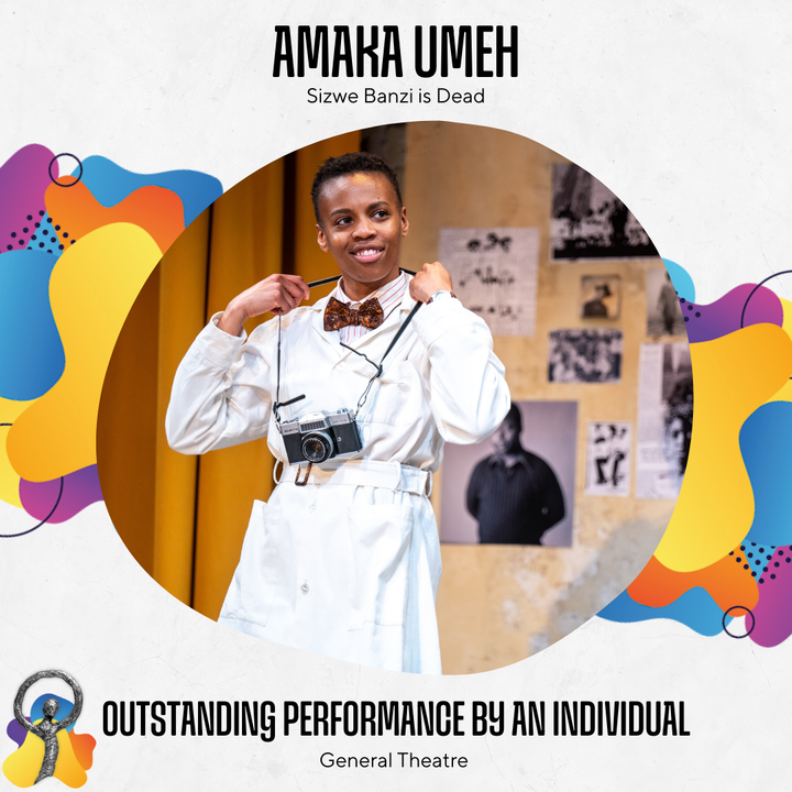 DoraAwards's tweet photo. Outstanding Performance by an Individual (GENERAL): Amaka Umeh - Sizwe Banzi is Dead. #Doras2024 https://t.co/IAQxTOIu70